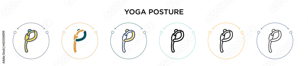 Yoga posture icon in filled, thin line, outline and stroke style. Vector illustration of two colored and black yoga posture vector icons designs can be used for mobile, ui, web