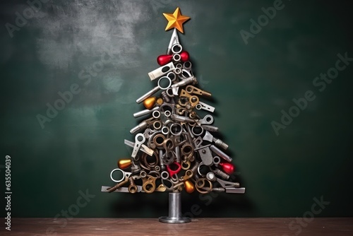 Christmas tree made from steel tools