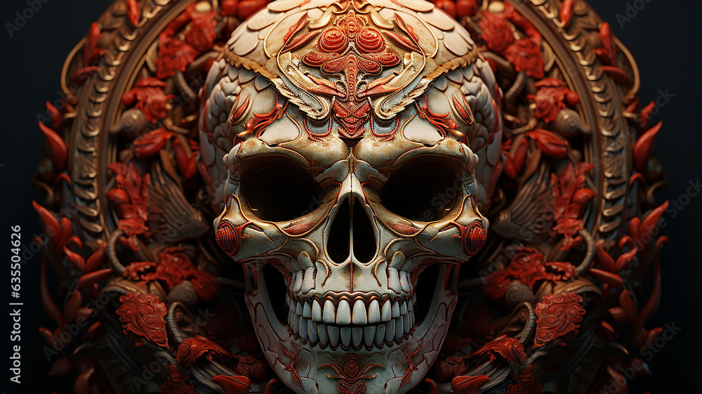 Snake skull graphic design, Generative AI.