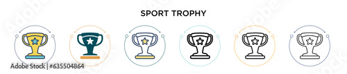 Sport trophy icon in filled, thin line, outline and stroke style. Vector illustration of two colored and black sport trophy vector icons designs can be used for mobile, ui, web