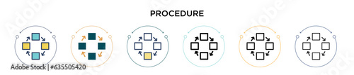 Procedure icon in filled, thin line, outline and stroke style. Vector illustration of two colored and black procedure vector icons designs can be used for mobile, ui, web