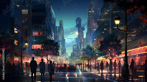 Nocturnal Urban Bustle: Illuminate a People-Free Night Scene in a Metropolis © Kanok.w.kanok2023