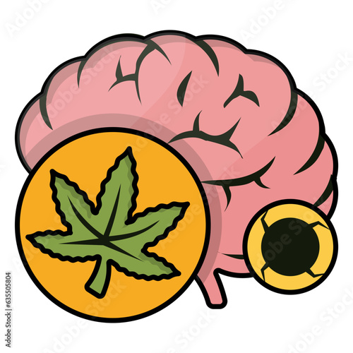 psychoactive and therapeutic effects of Hemp concept, altered state of consciousness vector icon design, Cannabis and marijuana symbol, thc and cbd sign, recreational herbal drug stock illustration