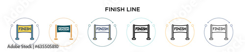 Finish line icon in filled, thin line, outline and stroke style. Vector illustration of two colored and black finish line vector icons designs can be used for mobile, ui, web