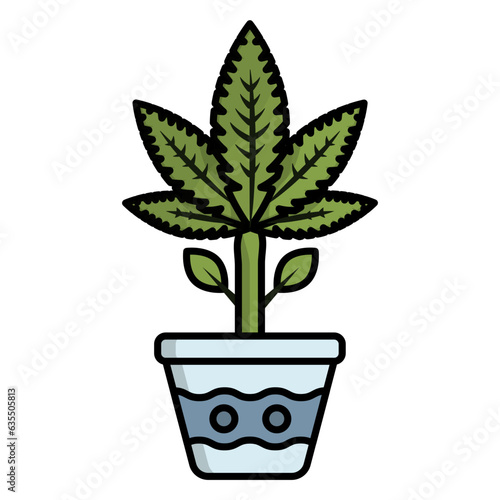 greenish-gray mixture of the flowers pot concept, Hemp Plant vector icon design, Cannabis and marijuana symbol, thc and cbd sign, recreational herbal drug stock illustration
