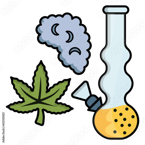 portable water pipe for hash smoking concept, Spherical Pocket Bubbler vector icon design, Cannabis and marijuana symbol, thc and cbd sign, recreational herbal drug stock illustration