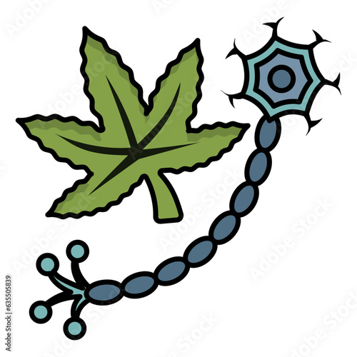 interrupts free radical chain reactions concept, cannabidiolic acid vector icon design, Cannabis and marijuana symbol, thc and cbd sign, recreational herbal drug stock illustration