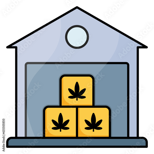 Hemp or Weed Barn concept, Hash Manufacturers and Suppliers vector icon design, Cannabis and marijuana symbol, thc and cbd sign, recreational herbal drug stock illustration
