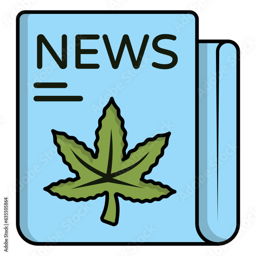 hasheesh news and Journal concept, Ganja or Marihuana blog vector icon design, Cannabis and marijuana symbol, thc and cbd sign, recreational herbal drug stock illustration