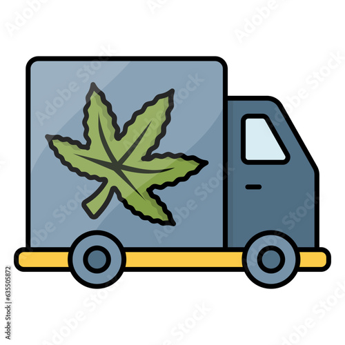 Cannabis Laws and Their Impact on Commercial Drivers concept, Marihuana Use in the Trucking Industry vector icon design, Cannabis and marijuana symbol, thc and cbd sign, recreational herbal drug stock