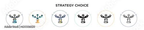 Strategy choice icon in filled  thin line  outline and stroke style. Vector illustration of two colored and black strategy choice vector icons designs can be used for mobile  ui  web