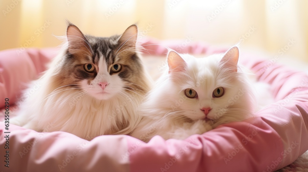 Cute cats in bed