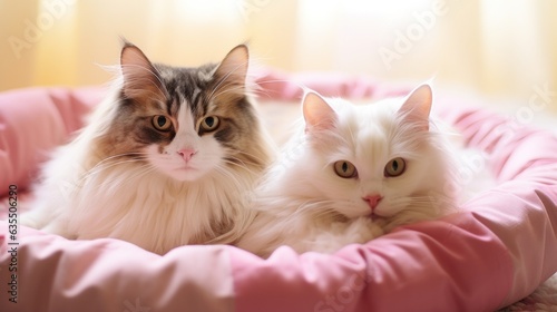 Cute cats in bed