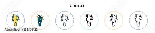Cudgel icon in filled, thin line, outline and stroke style. Vector illustration of two colored and black cudgel vector icons designs can be used for mobile, ui, web