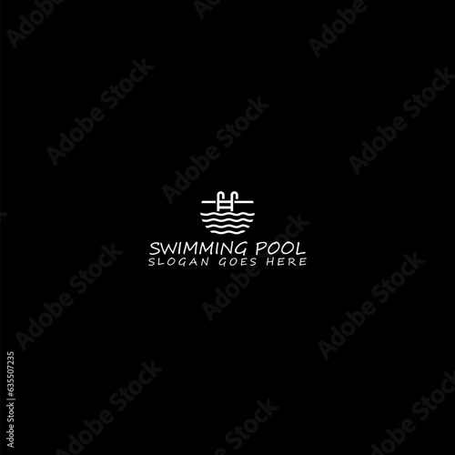 Swimming pool template logo icon isolated on dark background