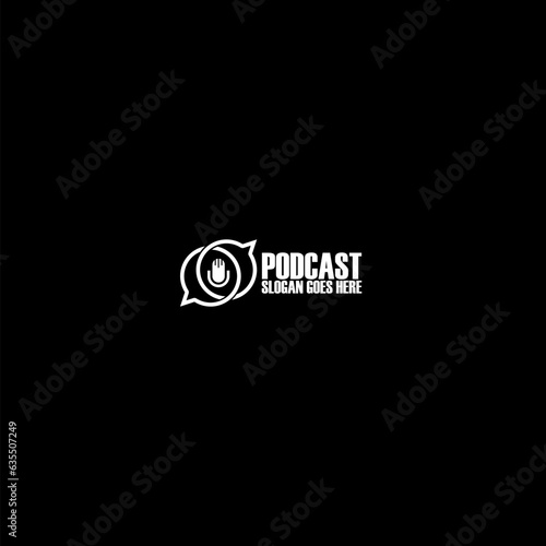Chat podcast logo template icon isolated on dark background