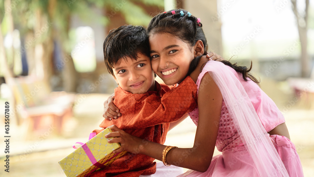 Portrait of cute little smiling girl and boy on nature background. Happy kids child is smiling enjoying adopted life. Portrait of cute little smiling girl and boy on nature background. Happy kids child is smiling enjoying adopted life.