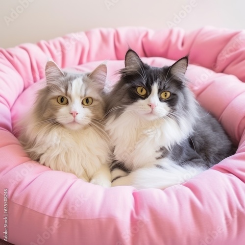 Cute cats in bed