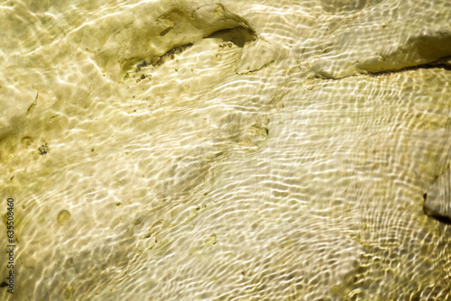 impresionante fotografía de fondo del río con rayos de luz solar. Concepto de vida acuática, textura y naturaleza. Espacio para texto
