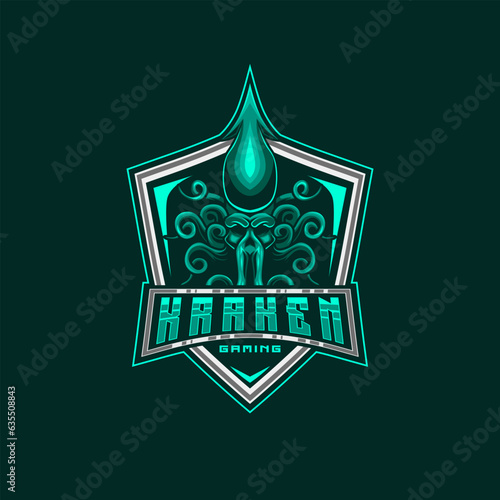 Kraken Mascot Logo. Octopus Mascot E-Sport Logo Design Vector Illustration Template
