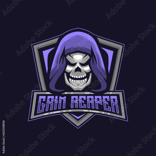 Grim Reaper Mascot Logo. Grim Reaper Logo Design Template Vector Illustration