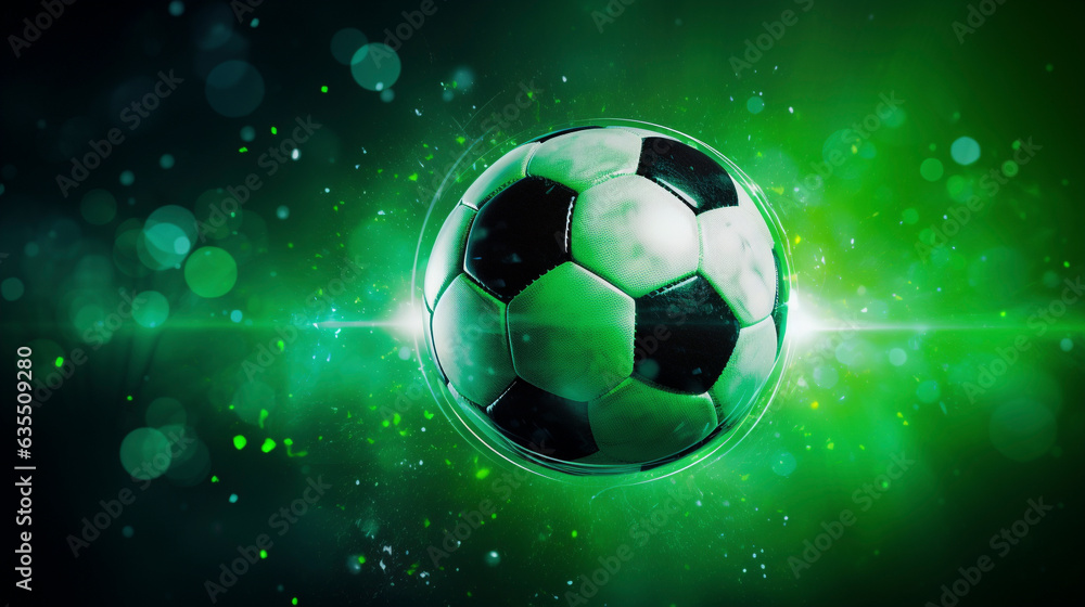 soccer ball on a green plasma background