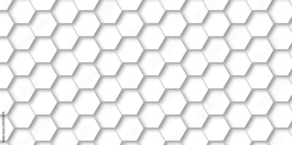 Seamless pattern of hexagons background technology with hexagons. 3d Hexagonal structure futuristic white background and Embossed Hexagon , honeycomb white Background ,light and shadow ,Vector. Seamless pattern of hexagons background technology with hexagons. 3d Hexagonal structure futuristic white background and Embossed Hexagon , honeycomb white Background ,light and shadow ,Vector.