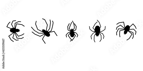 Doodle halloween scary black silhouette spider