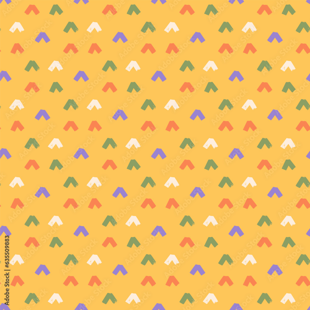 Shabby Angles seamless pattern. Hand drawn geometric triangle brush strokes. Bold lines with scuffs. Abstract grunge zig zag lines texture and dashes. Mosaic and maze vector childish illustration.