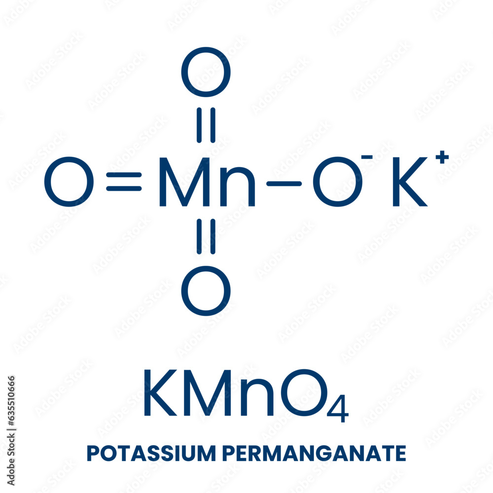 Φωτογραφία Potassium permanganate chemical formula structure icon label sign design vector