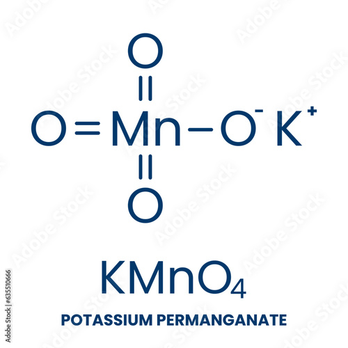 Potassium permanganate chemical formula structure icon label sign design vector © BrightLightArts