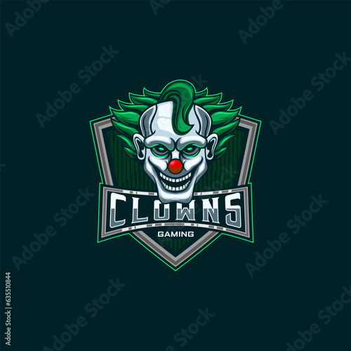Clown E-Sport vector mascot logo design with modern illustration concept style for badge. smile clown illustration for sport and esport team.
