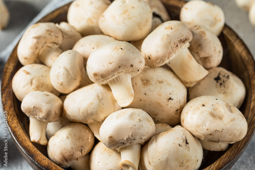 Raw White Organic Champignnon Mushrooms Raw White Organic Champignnon Mushrooms
