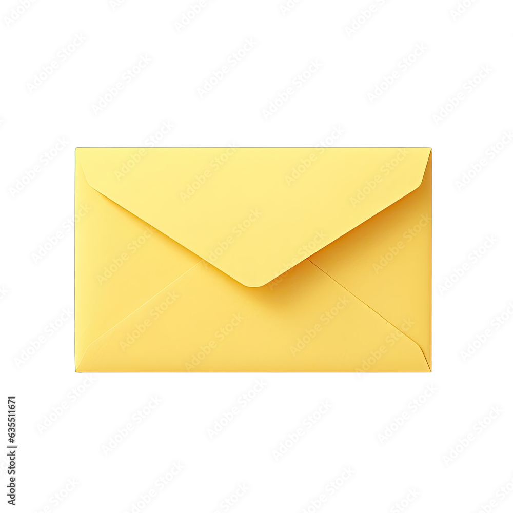 Yellow mailing envelope seen from the back against a transparent background Yellow mailing envelope seen from the back against a transparent background