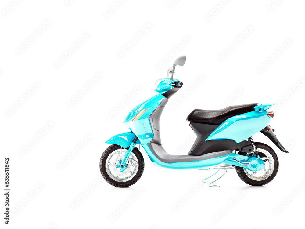 Electric moped parked isolated on white