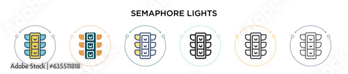 Semaphore lights icon in filled, thin line, outline and stroke style. Vector illustration of two colored and black semaphore lights vector icons designs can be used for mobile, ui, web