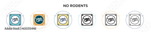 No rodents icon in filled, thin line, outline and stroke style. Vector illustration of two colored and black no rodents vector icons designs can be used for mobile, ui, web