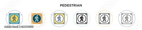 Pedestrian sign icon in filled, thin line, outline and stroke style. Vector illustration of two colored and black pedestrian sign vector icons designs can be used for mobile, ui, web