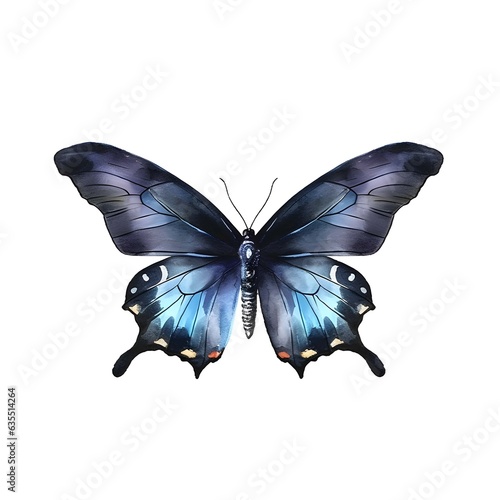 Black butterfly isolated on white background