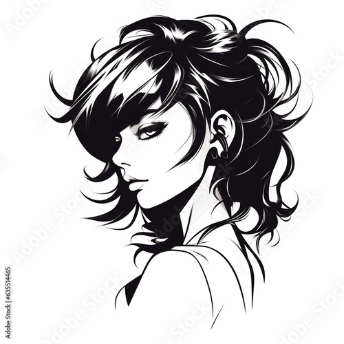 Black and white women tattoos, anime style.
