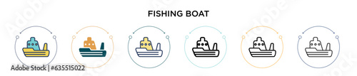 Valokuva Fishing boat icon in filled, thin line, outline and stroke style