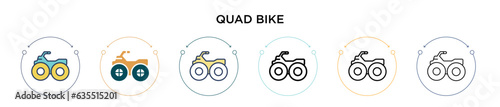 Quad bike sign icon in filled, thin line, outline and stroke style. Vector illustration of two colored and black quad bike sign vector icons designs can be used for mobile, ui, web