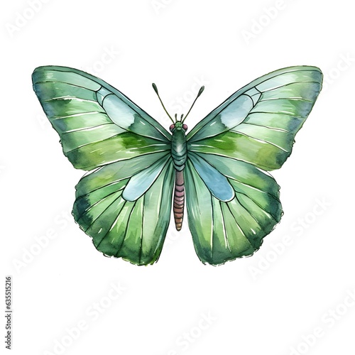 Green butterfly isolated on white background