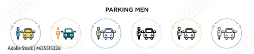 Parking men sign icon in filled, thin line, outline and stroke style. Vector illustration of two colored and black parking men sign vector icons designs can be used for mobile, ui, web