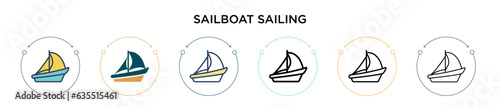 Foto Sailboat sailing icon in filled, thin line, outline and stroke style