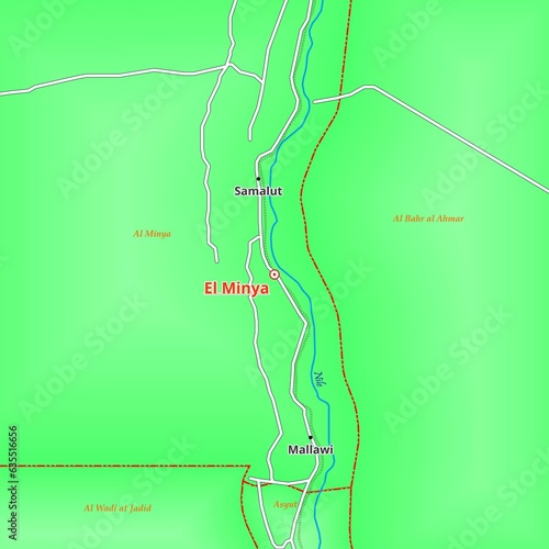 Map of  El Minya City in Egypt photo