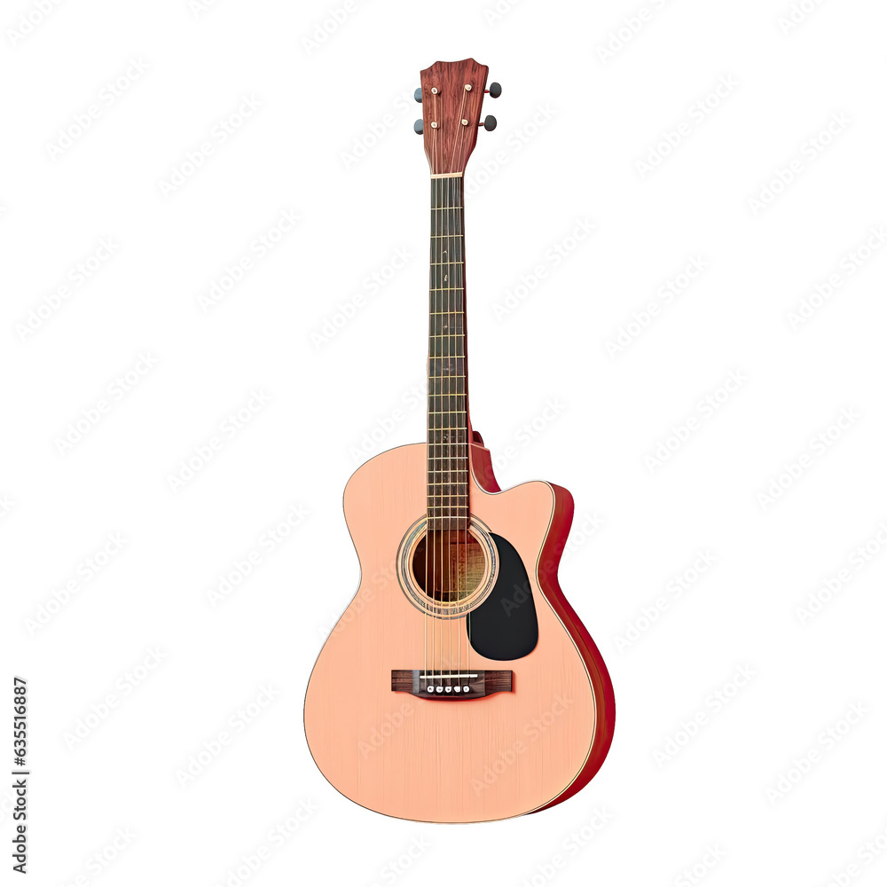 transparent background isolates acoustic guitar