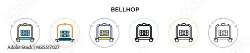 Bellhop icon in filled, thin line, outline and stroke style. Vector illustration of two colored and black bellhop vector icons designs can be used for mobile, ui, web