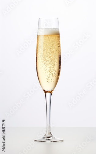 Glass of champagne, isolated on white created with Generative AI technology