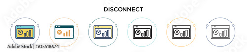 Disconnect icon in filled, thin line, outline and stroke style. Vector illustration of two colored and black disconnect vector icons designs can be used for mobile, ui, web